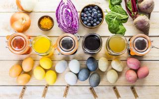 Применение пищевых красителей для окрашивания пасхальных яиц Окраска яиц зеленью